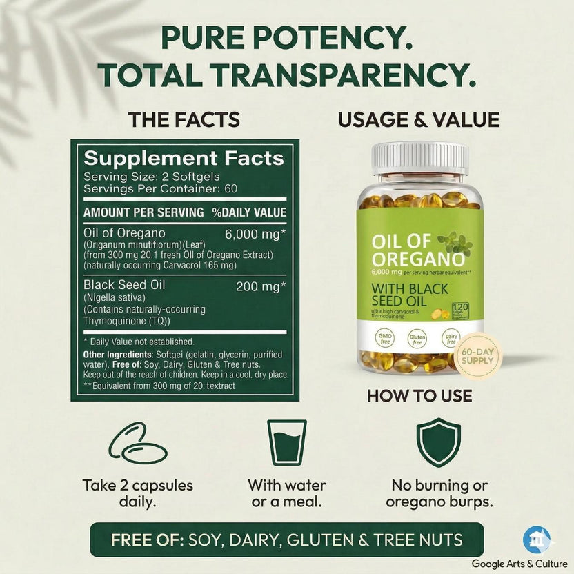 Oregis Wild Oregano + Black Seed Oil Softgels